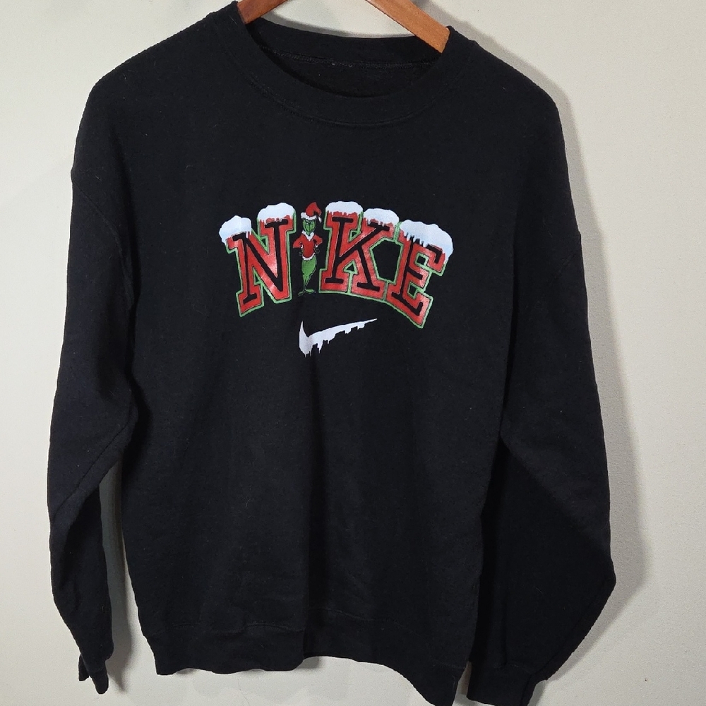 Nike Black Sweatshirt with Christmas Red and White Logo